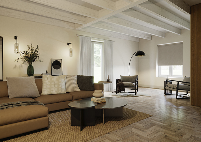 Flori Faux Suede (Blackout), Latte - Roller Blind - Image 7